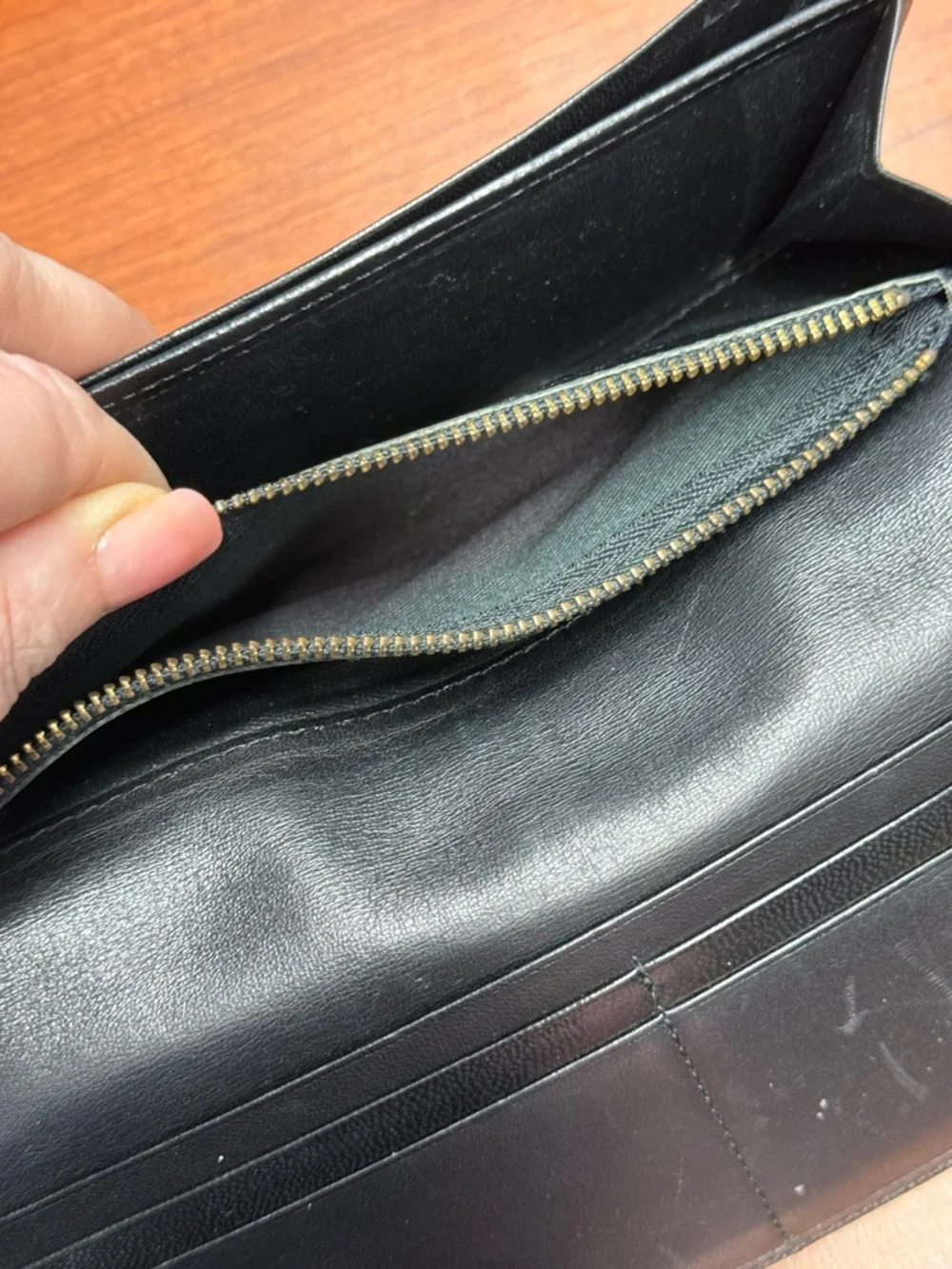 Yves Saint Laurent Black Leather Wallet with Gold YSL Plaque - Picture 14 of 15
